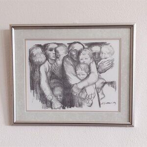 Signed Kathe Kollwitz Framed Etching Print The Mothers 14 X 17